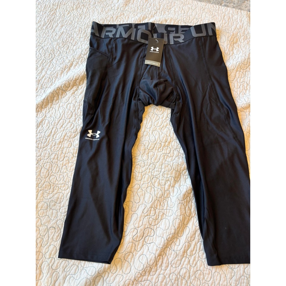Under Armour HeatGear Mens Black 3/4 Compression Leggings with Pocket Size XXl